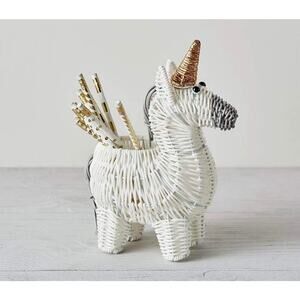 Pottery Barn Kids Woven pencil holder unicorn